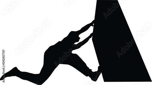 Parkour silhouette illustration. People jump pose full body.