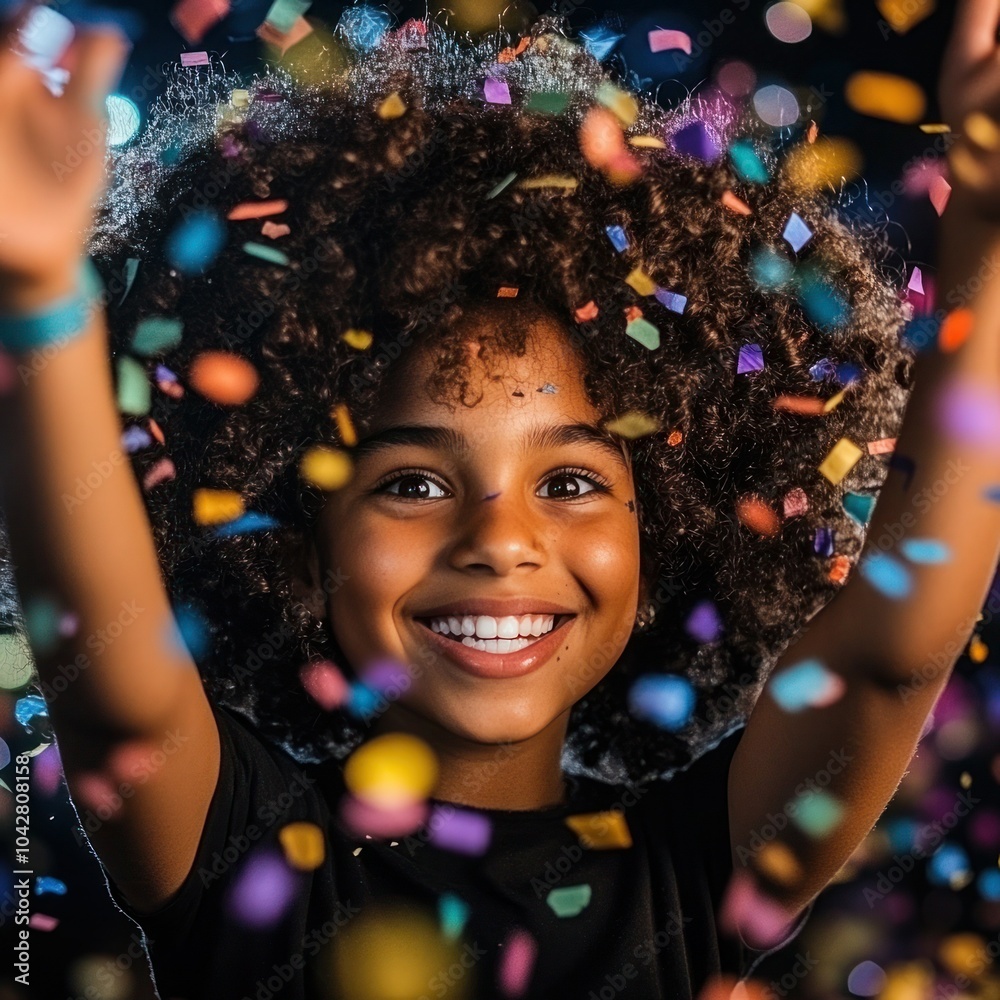 Joyful young woman celebrating with a big smile and throwing confetti. Joyful young woman celebrating with a big smile and throwing confetti.