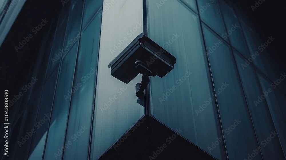 Discreet Black CCTV Camera Mounted on Corner Discreet Black CCTV Camera Mounted on Corner
