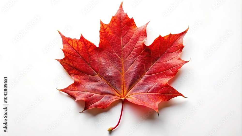 Extreme close-up of a red sugar maple leaf on a white background Extreme close-up of a red sugar maple leaf on a white background