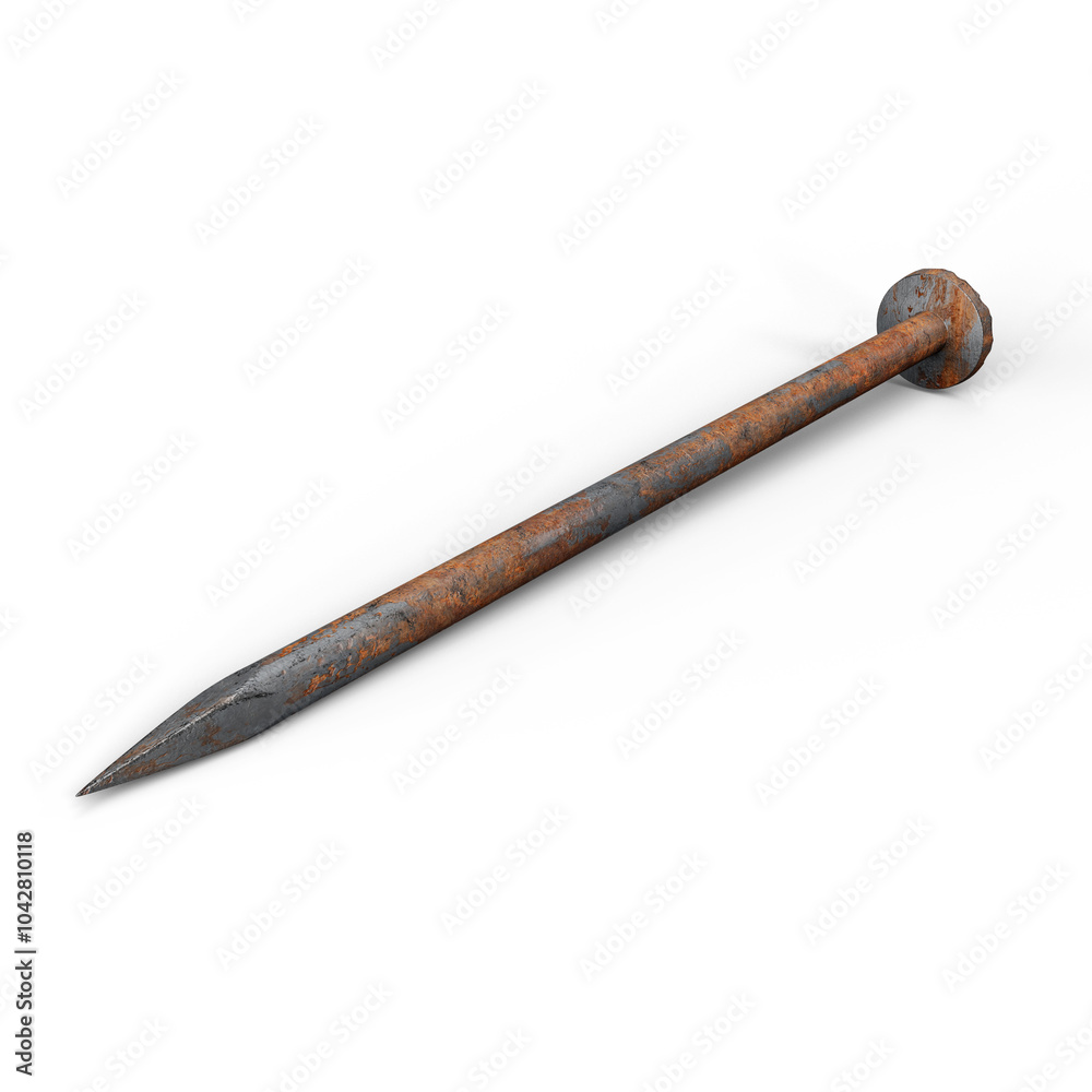Rusty Nail Pin. 3D Illustration. File with Clipping Path. Rusty Nail Pin. 3D Illustration. File with Clipping Path.
