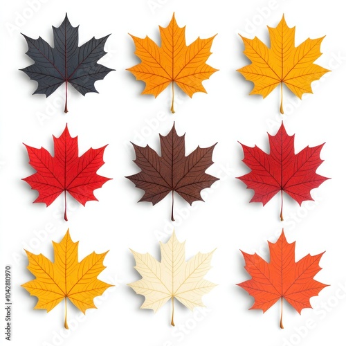 Autumn Foliage Collection: Isolated Fall Leaves on White Background