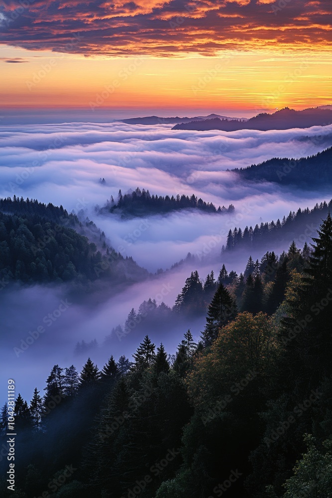 Obraz premium Mountain Range Sunset