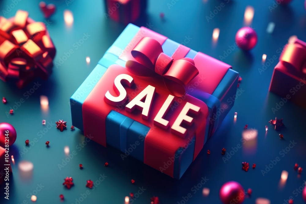 Fototapeta premium Colorful Gift Package with Sale Announcement