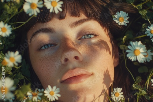 Person Laying in Field of Flowers