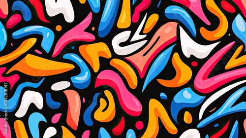 Vibrant Graffiti Style Abstract Artwork with Bold Colors