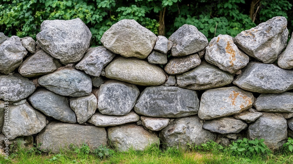 Large Uneven Boulders Forming a Rough Stone Wall Large Uneven Boulders Forming a Rough Stone Wall
