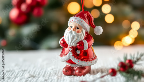 A red santa with a white beard and a red hat