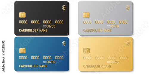 Credit plastic card with emv chip. Contactless payment. NFC bank card.
