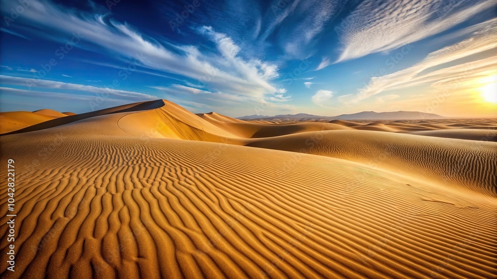 Naklejka premium Desert sand dunes with wind blowing