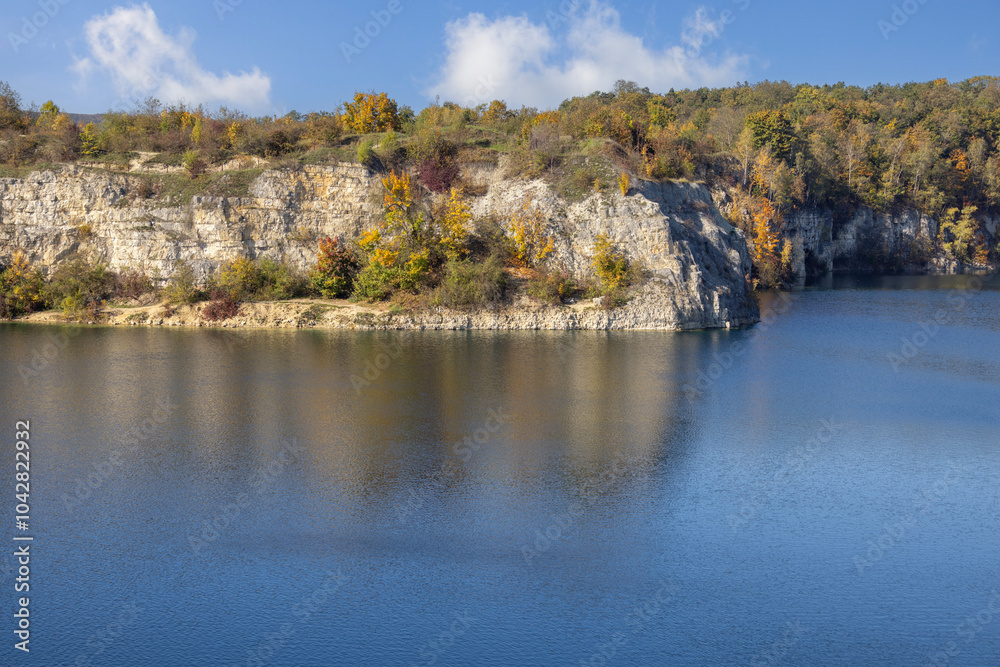 Beautiful view of Lagoon Zakrzowek, artificial water reservoir in city center, Krakow, Poland