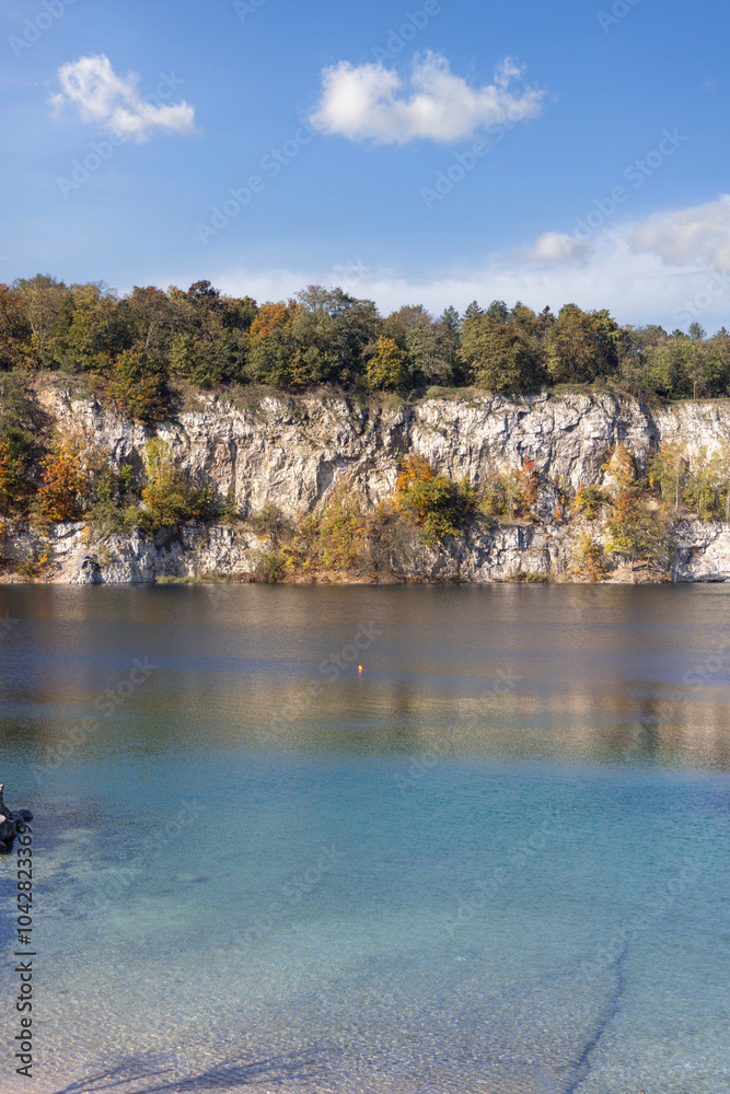 Beautiful view of Lagoon Zakrzowek, artificial water reservoir in city center, Krakow, Poland