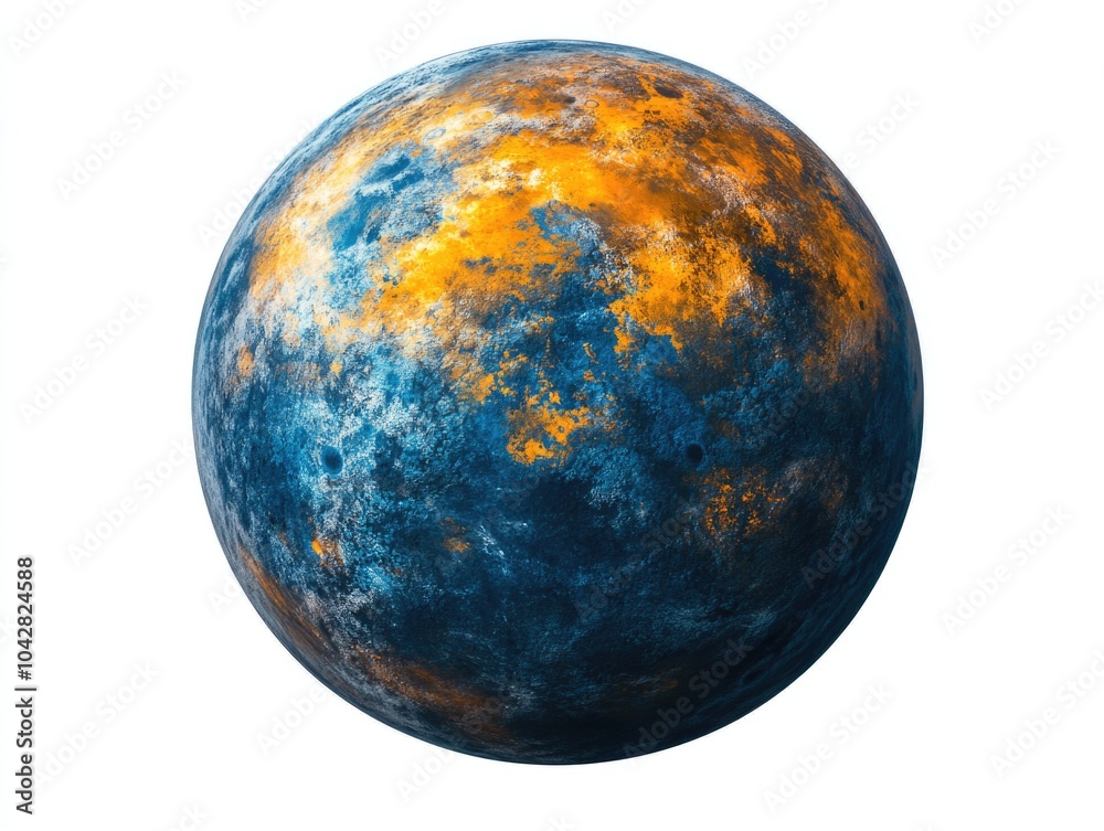 Blue and Yellow Planet Close Up Blue and Yellow Planet Close Up