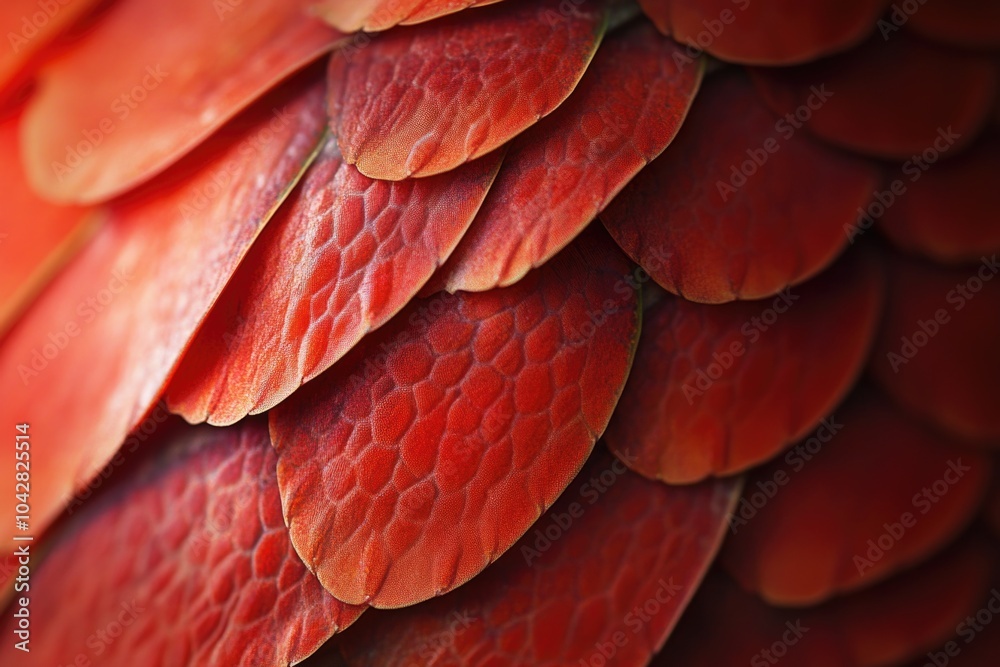 Obraz premium Red Bird Feathers Close Up