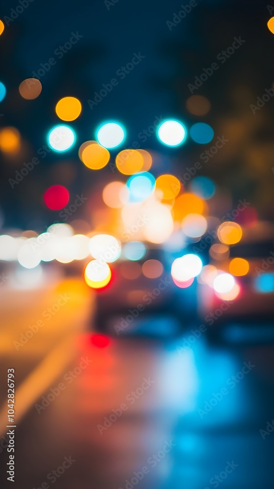 Captivating Traffic Bokeh with Vibrant Lights and Hazy Atmosphere Captivating Traffic Bokeh with Vibrant Lights and Hazy Atmosphere
