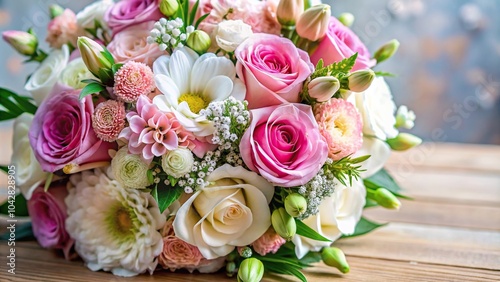Floral bouquet with white and pink flowers