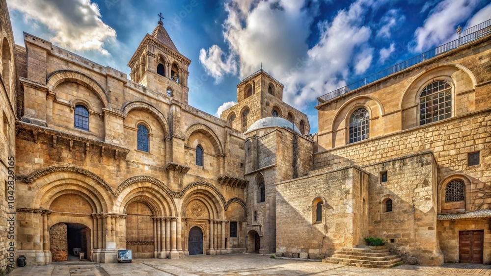 Fototapeta premium Detail of the church of the holy sepulchre with forced perspective