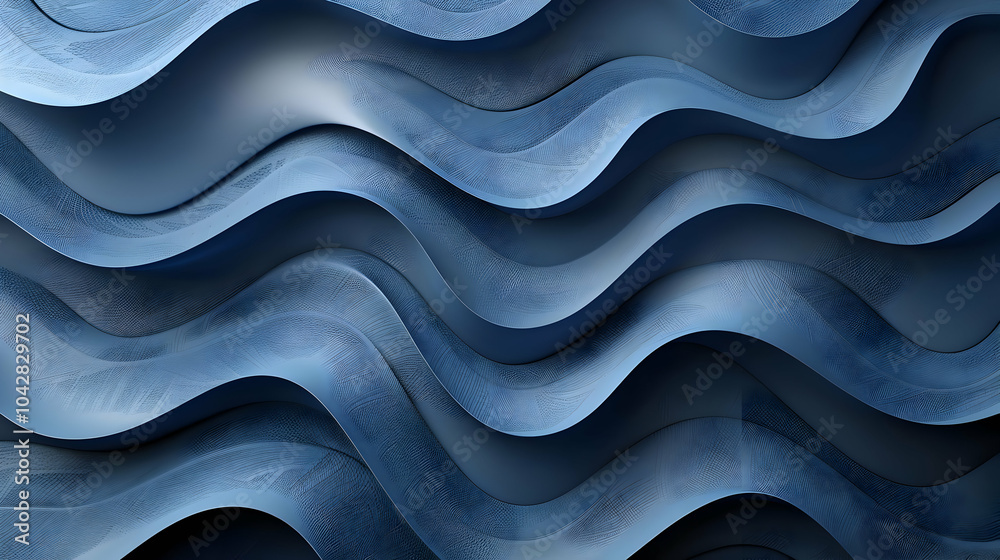 Obraz premium Abstract Blue 3D Waves Illustration