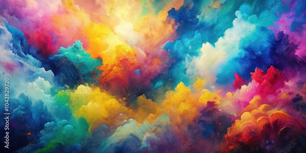 Digitally created abstract painting with multicolor texture background