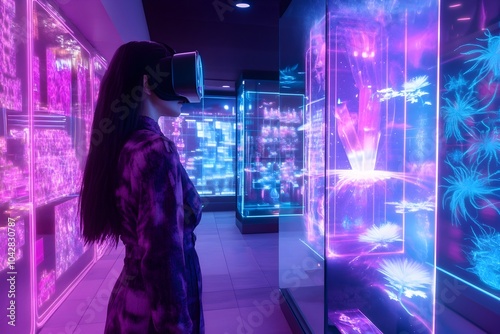 Futuristic Virtual Reality Retail Spaces with Customizable Holograms and Adaptive Environments photo