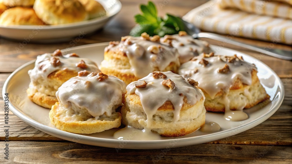 Fluffy buttermilk biscuits with sausage gravy Fluffy buttermilk biscuits with sausage gravy