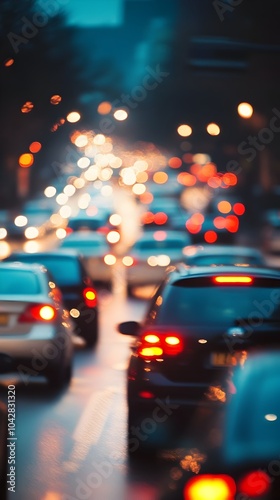 Blurred Lights and Traffic in Vibrant Nighttime City Landscape