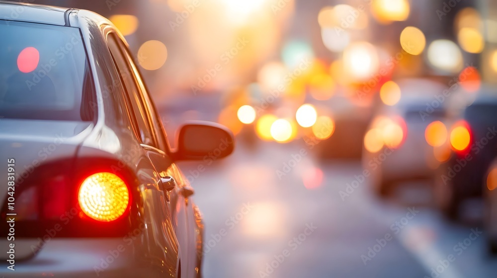 Illuminated Traffic at Night with Blurred Bokeh Lights Illuminated Traffic at Night with Blurred Bokeh Lights