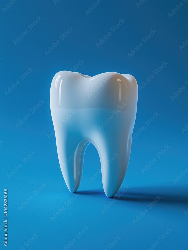 White tooth on blue background White tooth on blue background