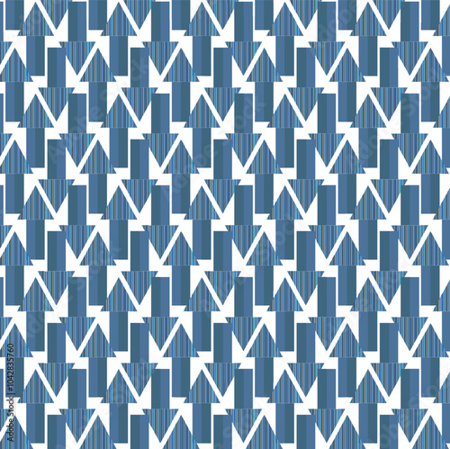 Abstract Seamless Geometric pattern.  Colorful Arrow shape geometrical pattern. Triangular art Design for fashion, fabric, textile, wallpaper, cover, web, wrapping and all prints. White background.