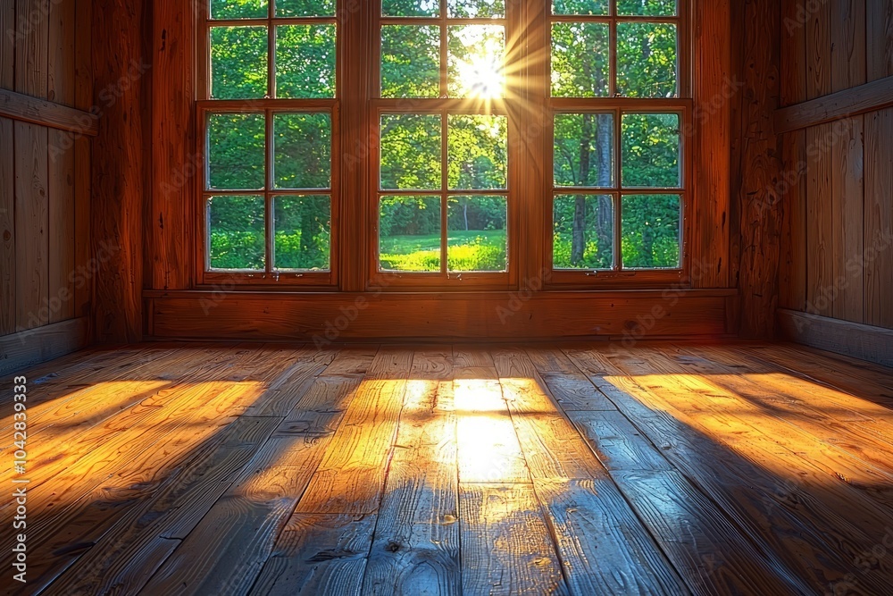 Sunlight Streaming Through a Window onto a Wooden Floor Sunlight Streaming Through a Window onto a Wooden Floor