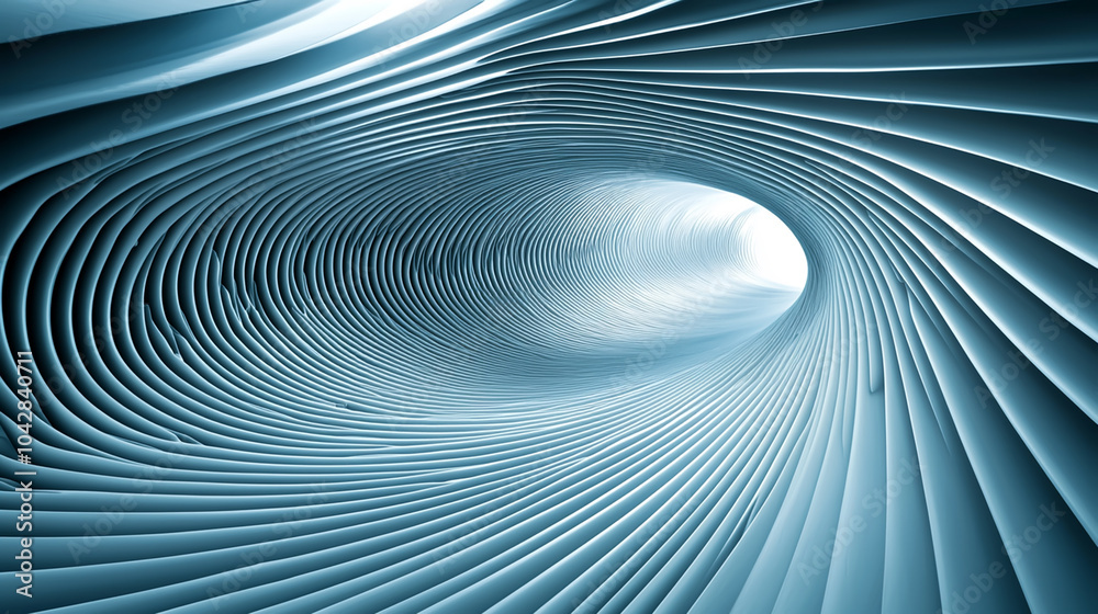 Obraz premium Futuristic Abstract Tunnel with Flowing Curves and Blue Gradient Lighting