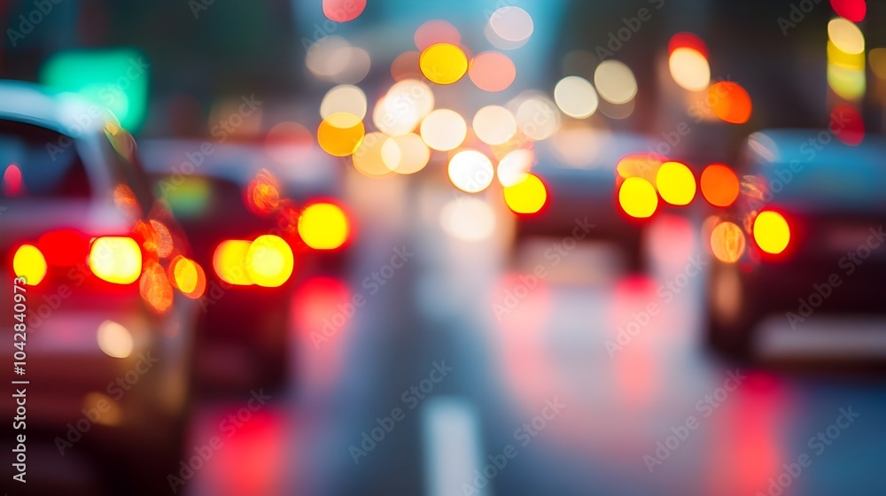 Vibrant Traffic Bokeh with Clear Center Space for Text Overlay Vibrant Traffic Bokeh with Clear Center Space for Text Overlay
