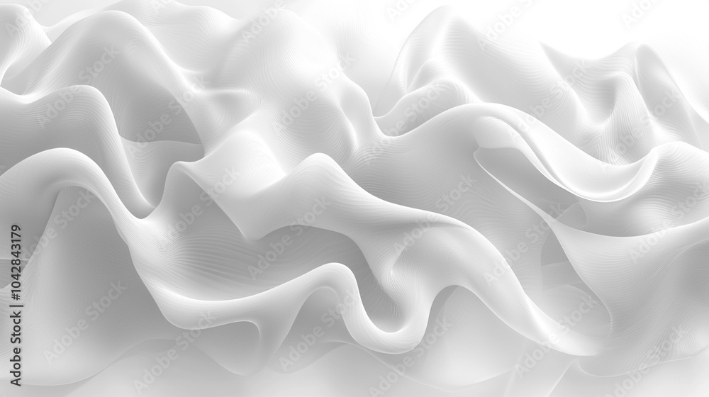 Fototapeta premium ** Abstract White Wavy Background with Smooth Flowing Lines and Soft Texture in Minimalistic Style