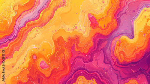 Abstract Colorful Fluid Art Background with Vibrant Pink, Orange, and Yellow Swirls