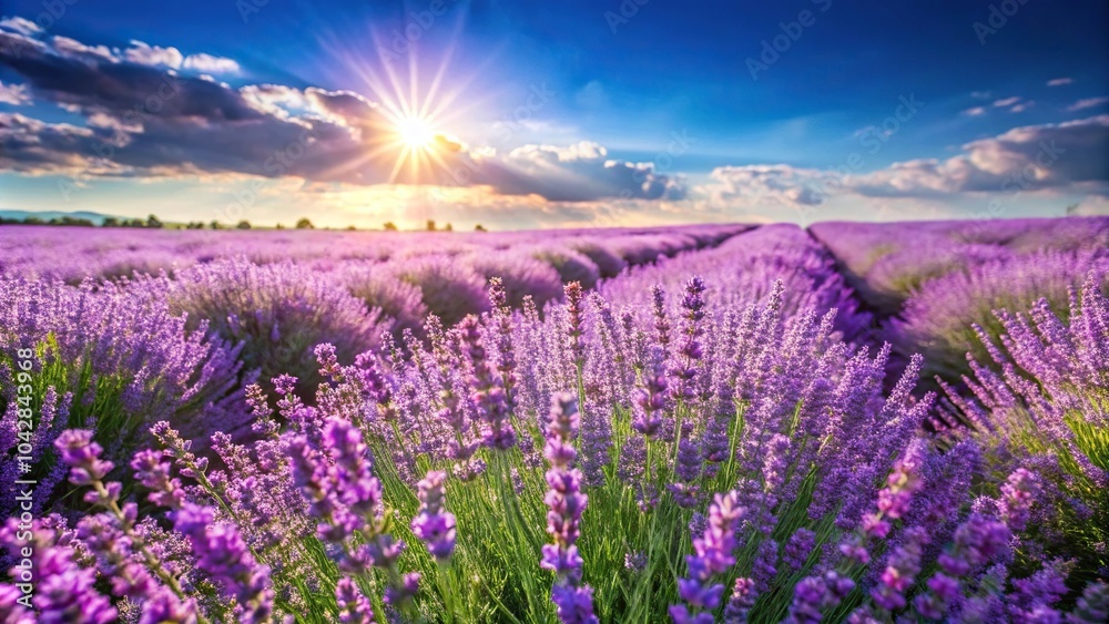 Obraz premium Lavender fields under sunny sky