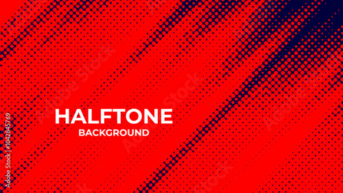 Abstract halftone background with red and navy color