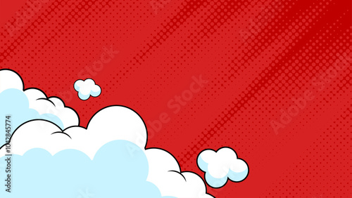 Abstract comic halftone background with red color