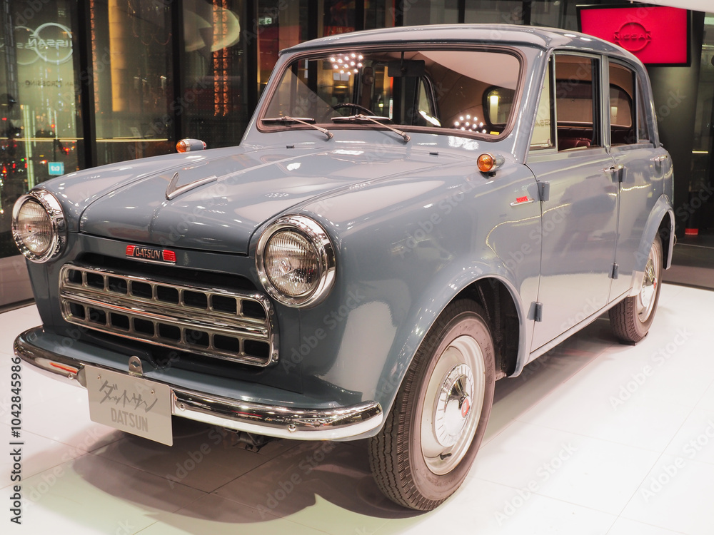 TOKYO, JAPAN - September 11, 2024: A Datsun Sedan, a 1950s vehicle, on ...