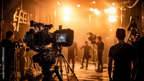 Film Crew Adjusting Equipment for a Shoot