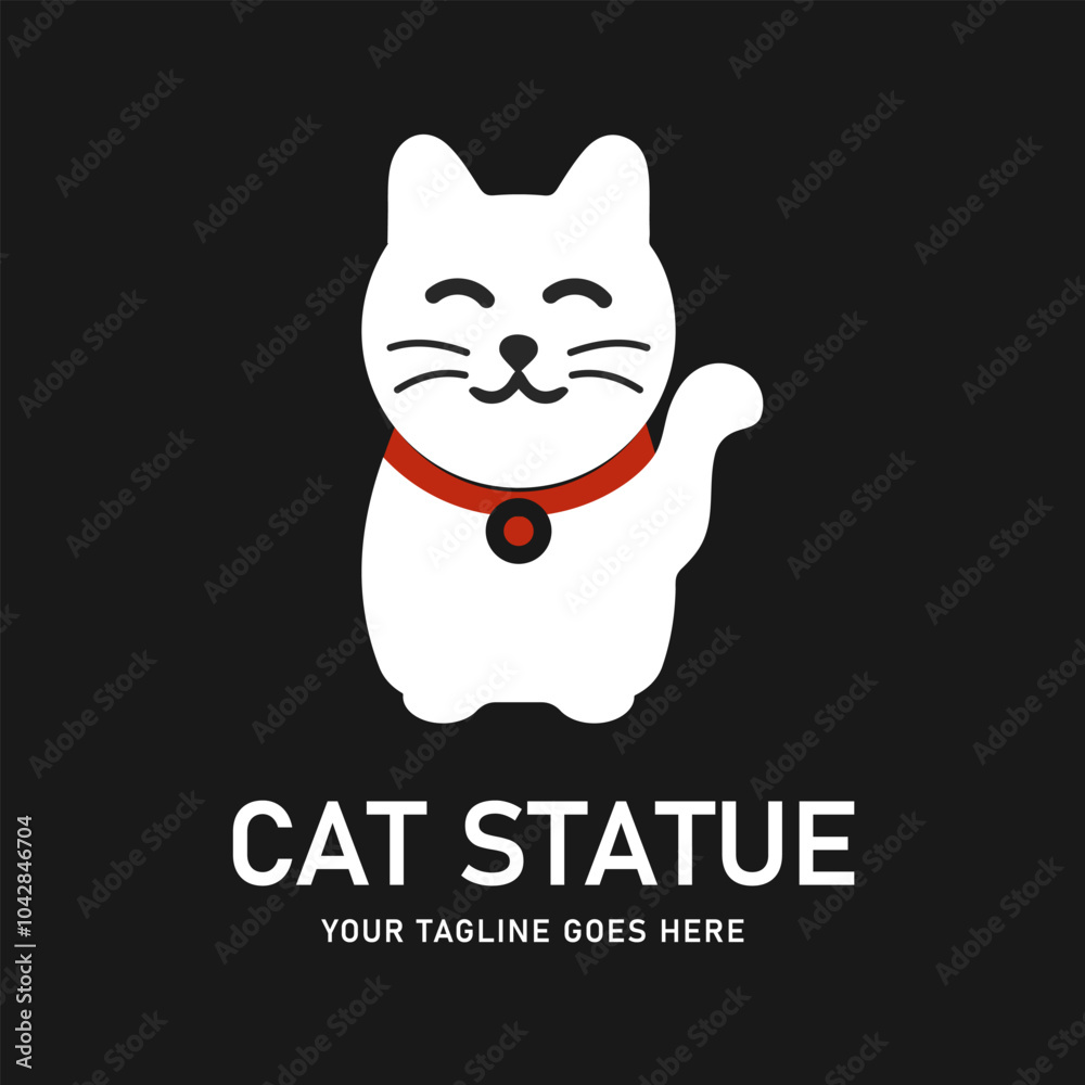 Minimalist logo featuring a cat statue illustration. Suitable for businesses, shops, or companies that want to convey a positive, friendly, and good luck impression. Minimalist logo featuring a cat statue illustration. Suitable for businesses, shops, or companies that want to convey a positive, friendly, and good luck impression.