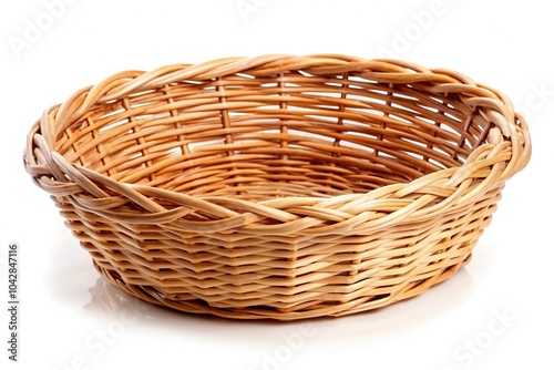 Close-up of white wicker basket without handle photo