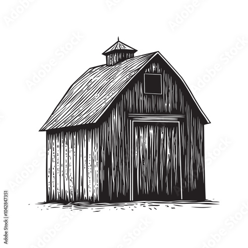 Vintage Wooden Barn Illustration Design