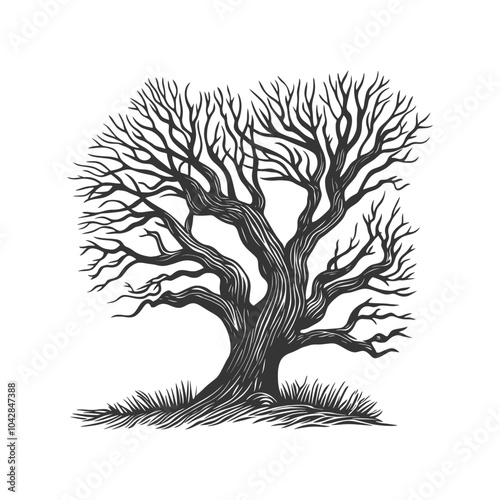 Detailed Illustration of a Leafless Tree