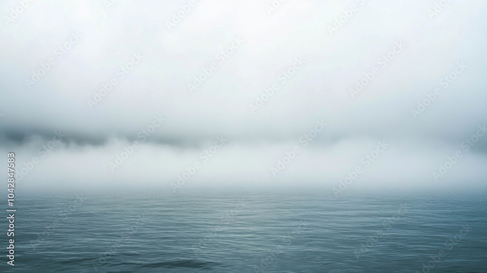 Foggy Day at Sea, Dramatic Seascape with Mist and Water Foggy Day at Sea, Dramatic Seascape with Mist and Water