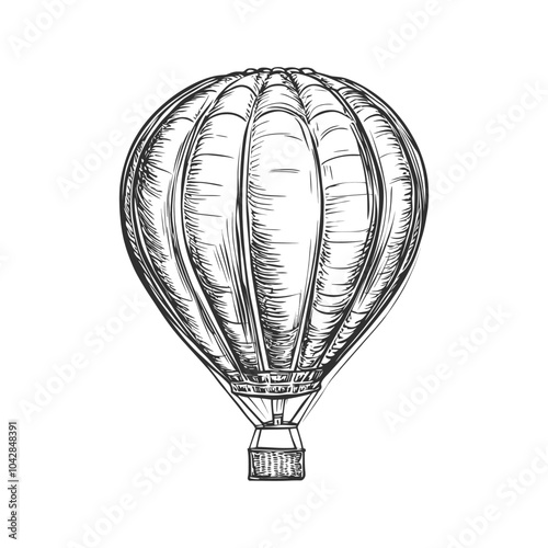 Vintage Hot Air Balloon Sketch Illustration