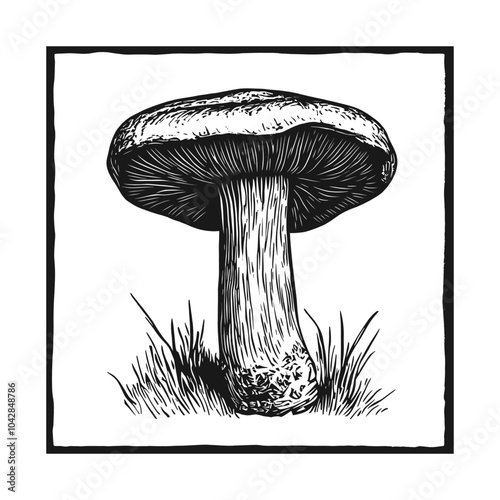 Vintage Illustration of a Mushroom