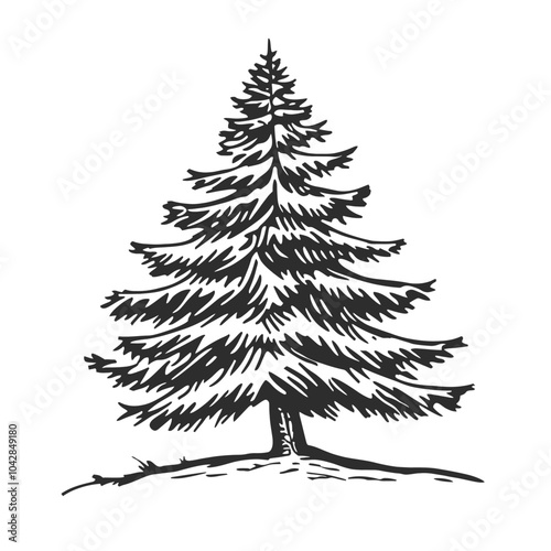 Hand-drawn Pine Tree Illustration for Nature Themes