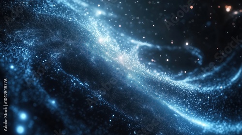 Obraz na płótnie Cosmic blue galaxy swirl, sparkling stars, ethereal light, deep space w salonie
