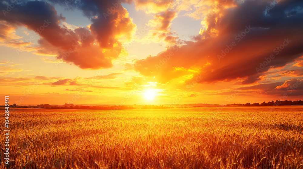 A breathtaking sunset over golden fields, casting a warm glow and painting the sky with vibrant colors. A breathtaking sunset over golden fields, casting a warm glow and painting the sky with vibrant colors.