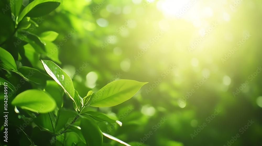 Sunlit green leaves background Sunlit green leaves background